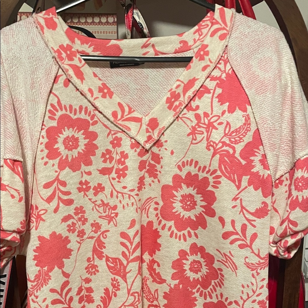 Heimish Floral Pink and Cream Women's Top